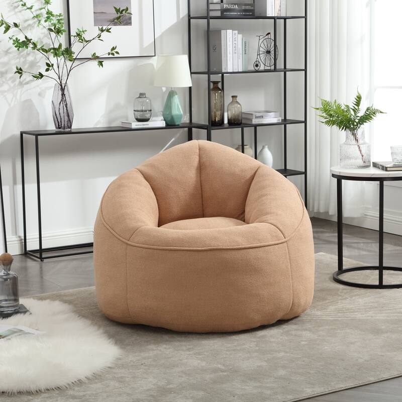 Tan Modern 40" Microfiber Upholstered Accent Chair with Ottoman and Padded Foam Padding Compressed for Living Room