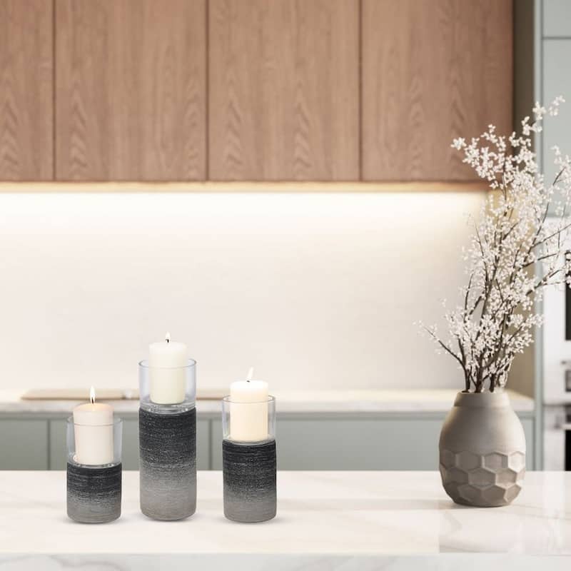 Set of Tree Ombre Gray Candleholders for Tealights