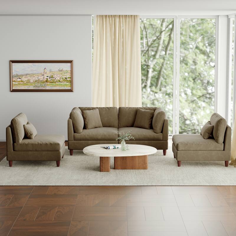 4-Piece Oversized Reversible Upholstered Sectional Modular Sofa