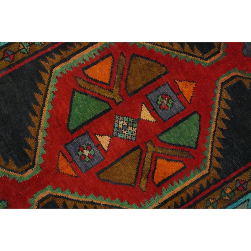 Hand Knotted Oriental 100% Wool Carpet Traditional Geometric Greys & Charcoal Ardebil Runner Rug - 12' 2'' X 3' 4''