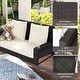 preview thumbnail 8 of 47, 2-Person Wicker Hanging Porch Swing with Chains, Cushion and Pillow