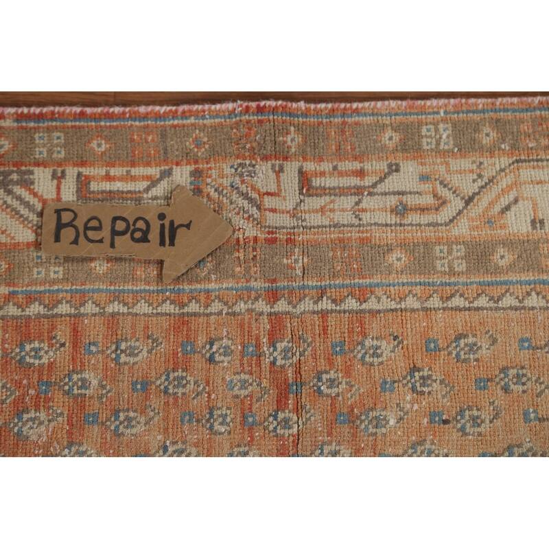 All-Over Botemir Persian Vintage Runner Rug Hand-Knotted Wool Carpet - 3'5" x 9'5"