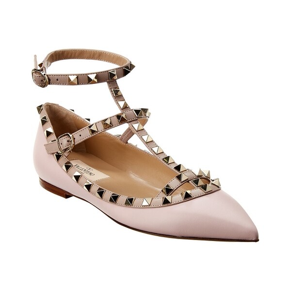 valentino rockstud caged leather ballerina flat