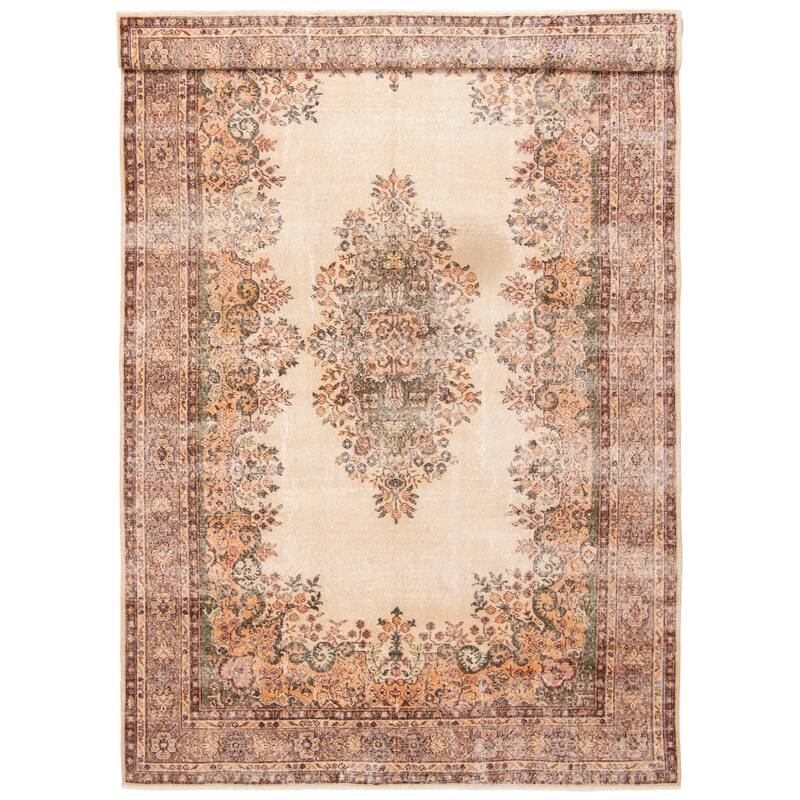ECARPETGALLERY Hand-knotted Antalya Vintage Beige Wool Rug - 6'11 x 11'3 - Beige - 6'11 x 11'3