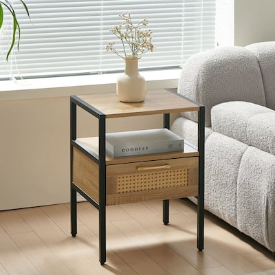 1-Piece or 2-Piece 15.75" Rattan Side Table