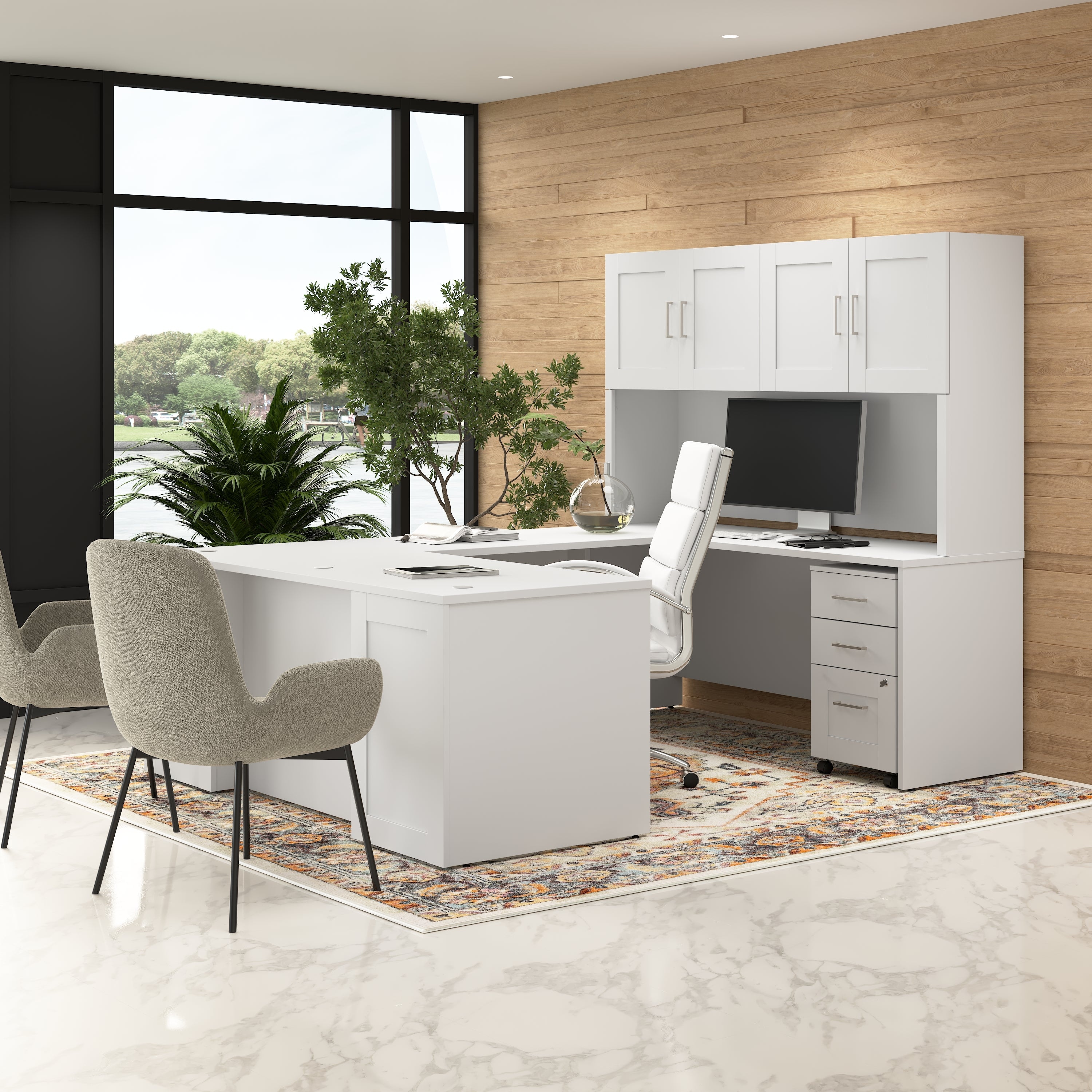 White u shaped desk discount
