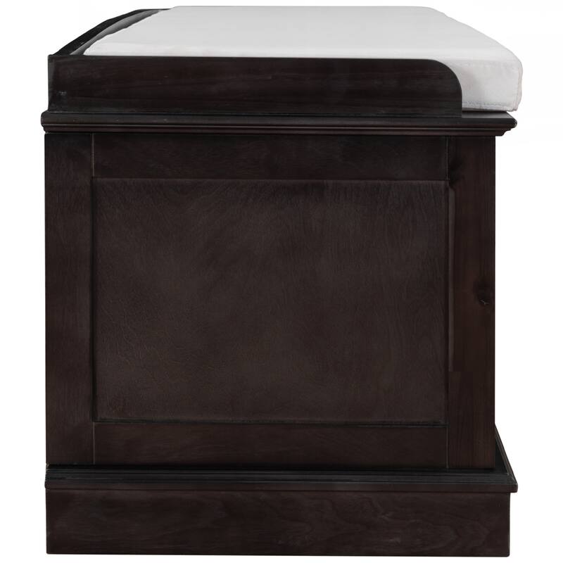 Storage Bench with 4 Doors and Adjustable Shelves, Shoe Bench with Removable Cushion for Living Room, Entryway