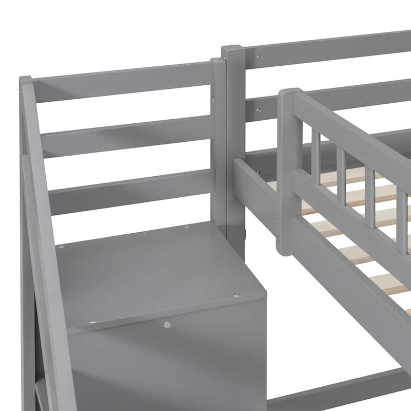 Loft Bed with 2 Chest of Drawers , Integrated Desk, Independent Staircase, Multifunctional Space-Saving Loft Bed for Bedroom