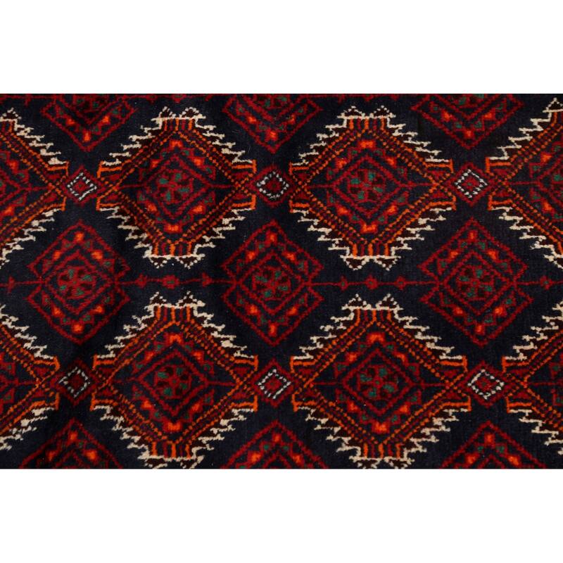 Decorative Geometric Balouch Persian Area Rug Hand-knotted Wool Carpet - 3'4" x 6'4"