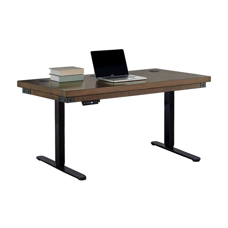 Addison Rustic Electric Sit/Stand Desk, Height Adjustable Table, Brown - 55"W x 30-45"H x 25"D - Brown