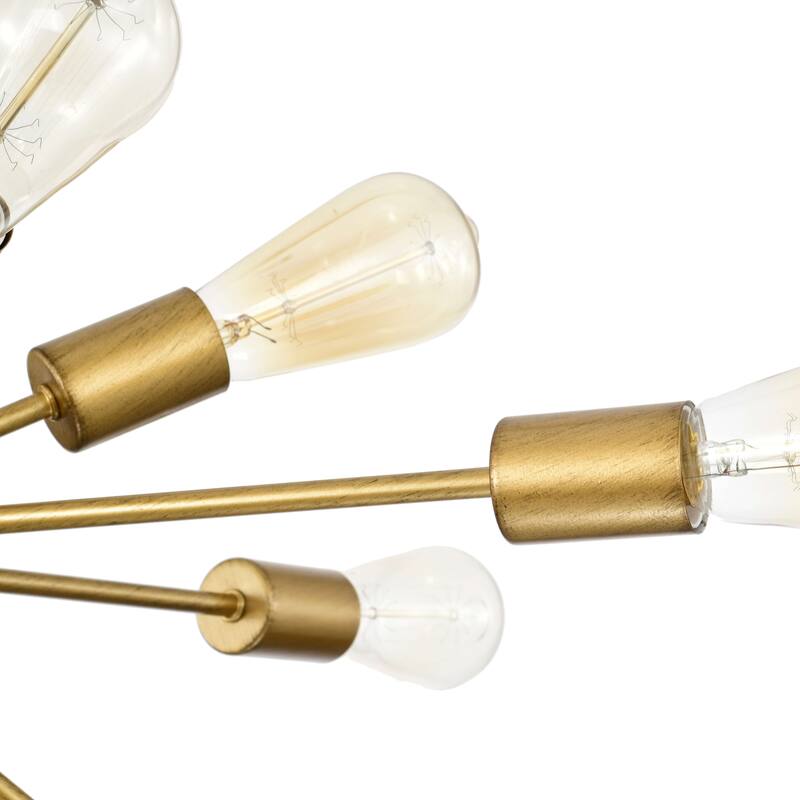 Lorena Sputnik Brushed Brass 15-Light Industrial Flush Mount