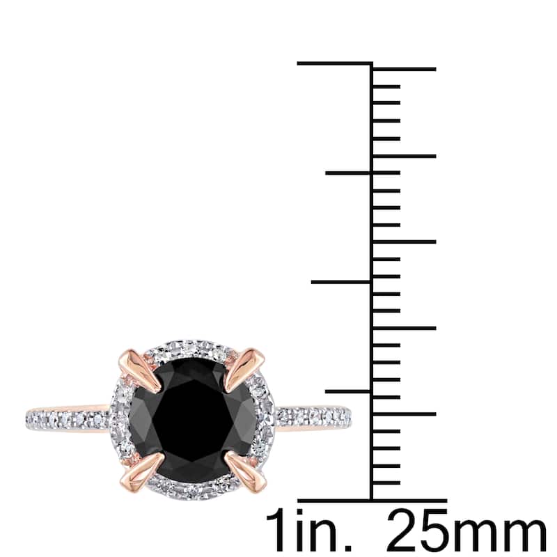 Miadora 2ct TW Black and White Halo Diamond Engagement Ring in 10k Rose Gold