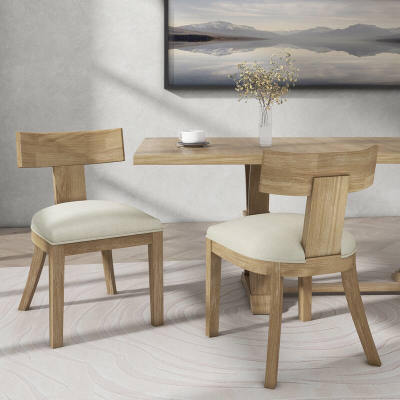 Fescue Fabric and Rubberwood Slat Back Upholstered Dining Chair (Set of 2) by Christopher Knight Home