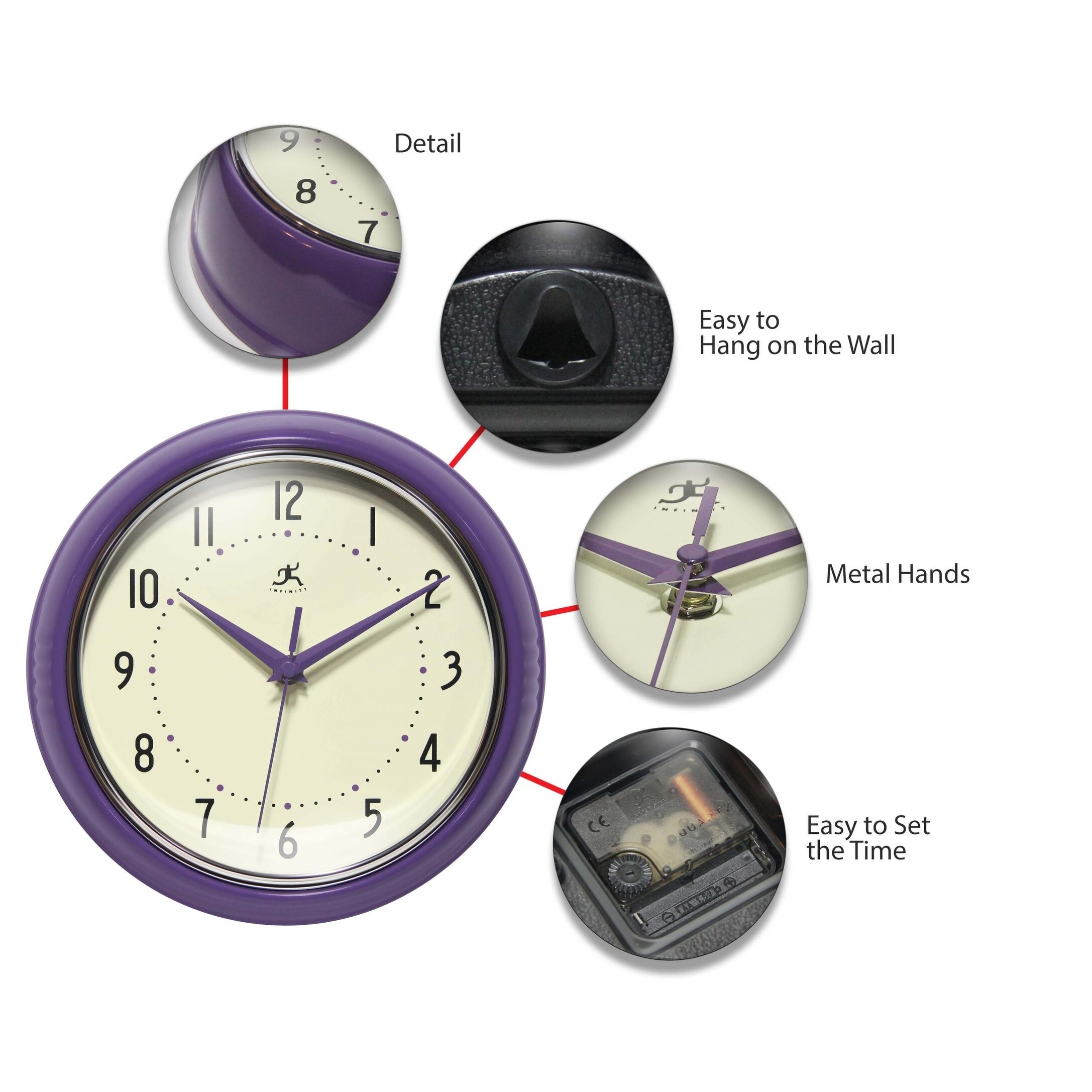 Round Retro Kitchen Wall Clock by Infinity Instruments ...