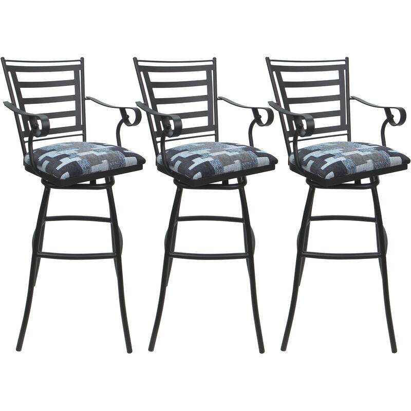 Set of 3 Outdoor Indoor Bar Stool Counter Extra Tall - Jenna with Arms - Craftsman Flint - Gray - Counter Height