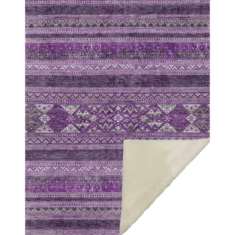 Premium Machine Washable Boho Moroccan Sherpa Throw Blanket