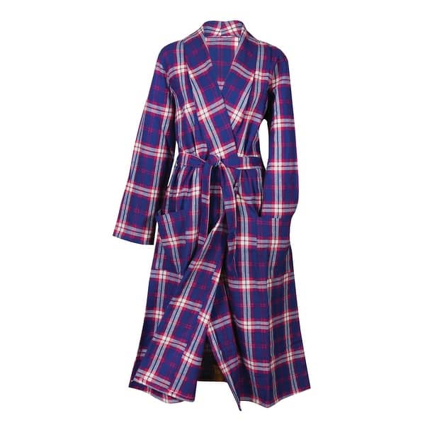 brushed cotton dressing gown ladies Metropolitan Womens Plaid Flannel Robe - Lightweight Shawl Collar Bath -  Bed Bath & Beyond