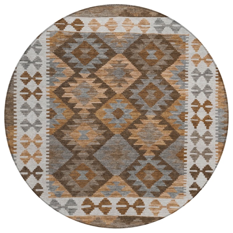 Machine Washable Indoor/ Outdoor Boho Global Chantille Rug