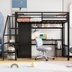 preview thumbnail 13 of 22, Twin Size Bed Frame Metal Loft Bed with Desk, Shelf, Built-in Wardrobe and Storage Staircase for Children, Boys and Girls Black - Twin