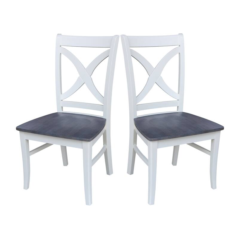 Solid Wood Cosmo Dining Chairs, Set of 2 - White/Heather Gray