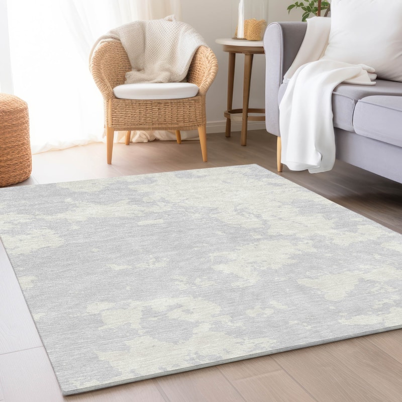 Premium Washable Super Soft Absstract Contempo Mayfield Rug - Silver - 9' x 12'