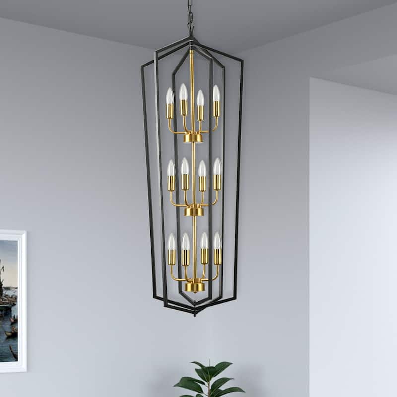 12-Lights Geometric Chandeliers black Kitchen Pendant Lamp
