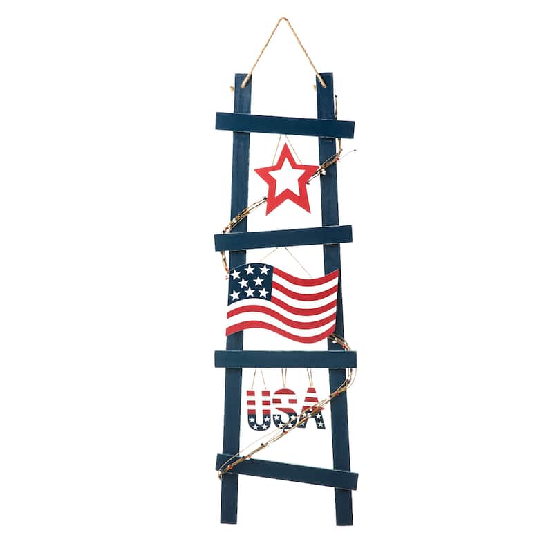 Glitzhome 36"H Patriotic Americana Ladder-shaped USA Porch Decor - 36 in