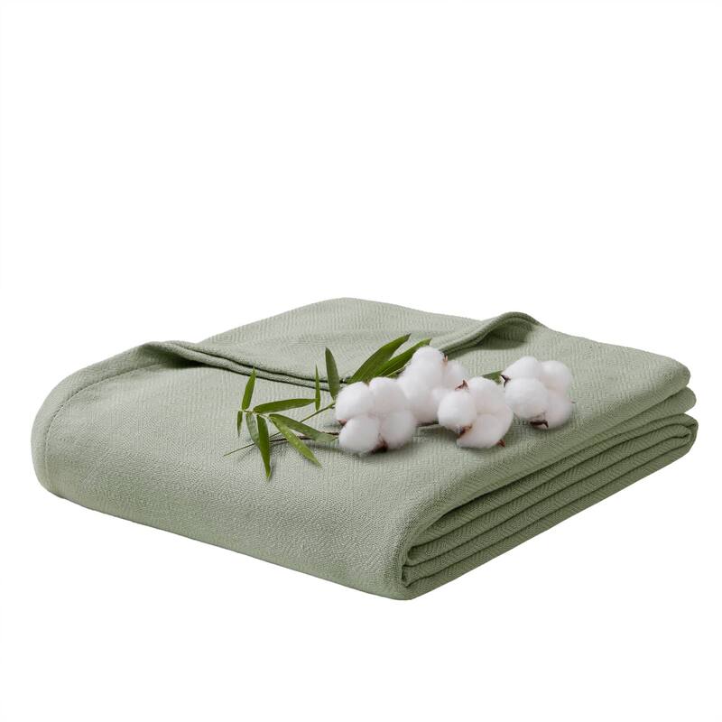 Chelsea Square Rayon from Bamboo Cooling Cotton Lightweight Blanket for Summer Spring
