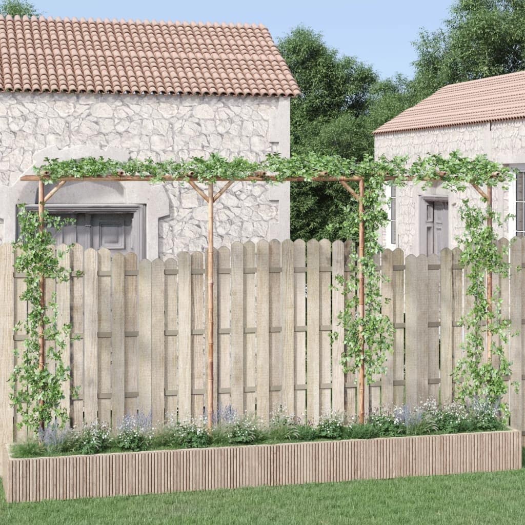 vidaXL Pergola Brown Bamboo Large Durable Pergola Rectangular - 151.6 x 151.6 x 80.7