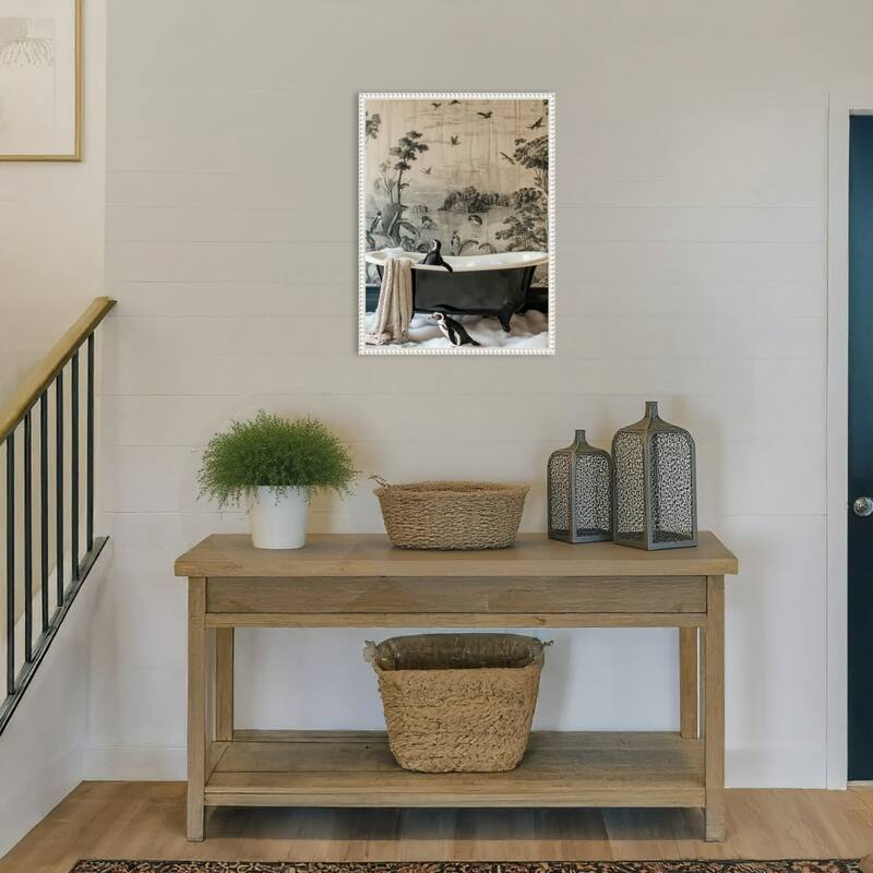 Penguins Dreamy Bath Time by Niky Rahner Framed Canvas Wall Art