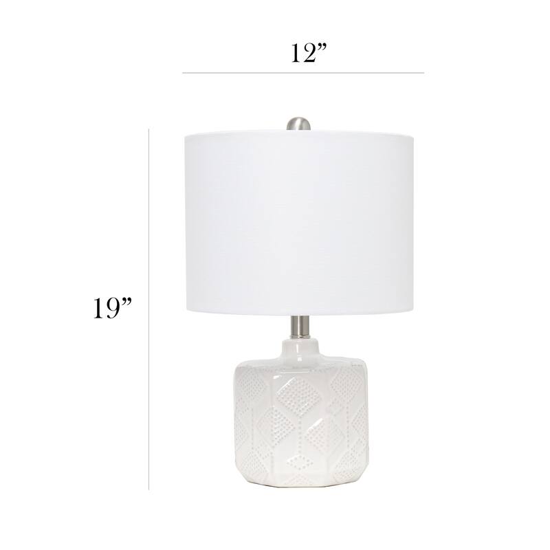 19 in. Off White Finish Table Lamp with White Shade, Desk Lamp for Writing and Computer Desks