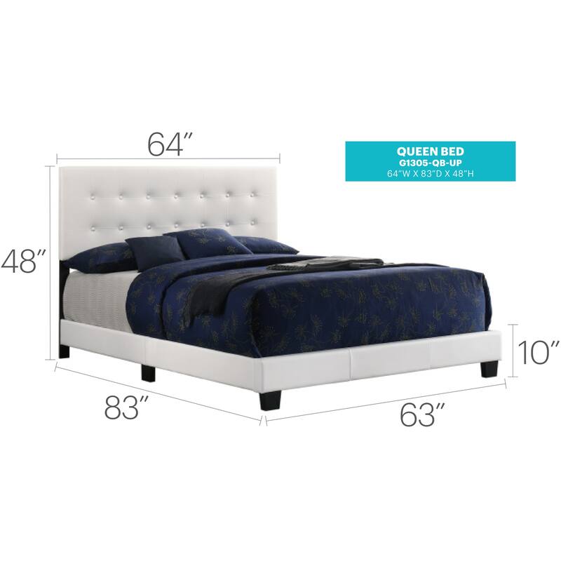 City Chic Bed - Modern Tufted Bed Frame, WHITE