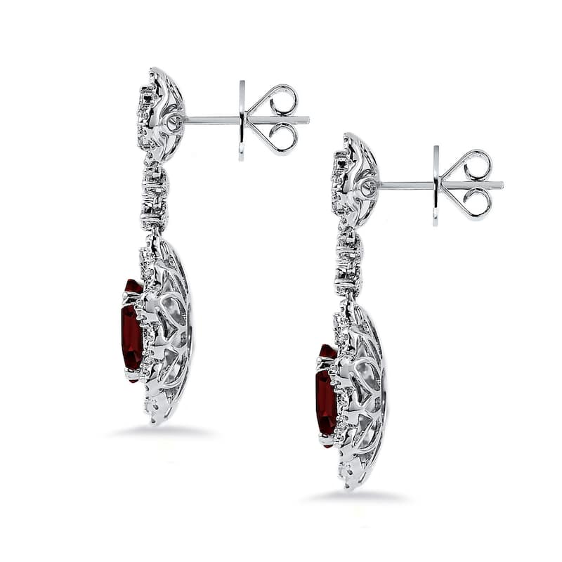 Auriya Fancy 5 5/8ct Oval-cut Garnet Gemstone and 1 1/4ctw Dangling Halo Diamond Earrings 18K Gold