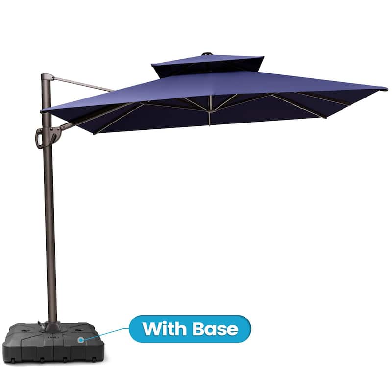 11 x 9 ft Outdoor Rectangular Patio Offset Cantilever Umbrella with 360-degree Rotation and 6 Shade Angles