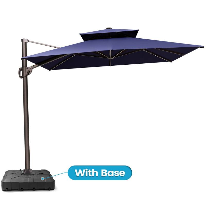 Outdoor 9 x 11 ft Double Top Patio Cantilever Umbrella with Base