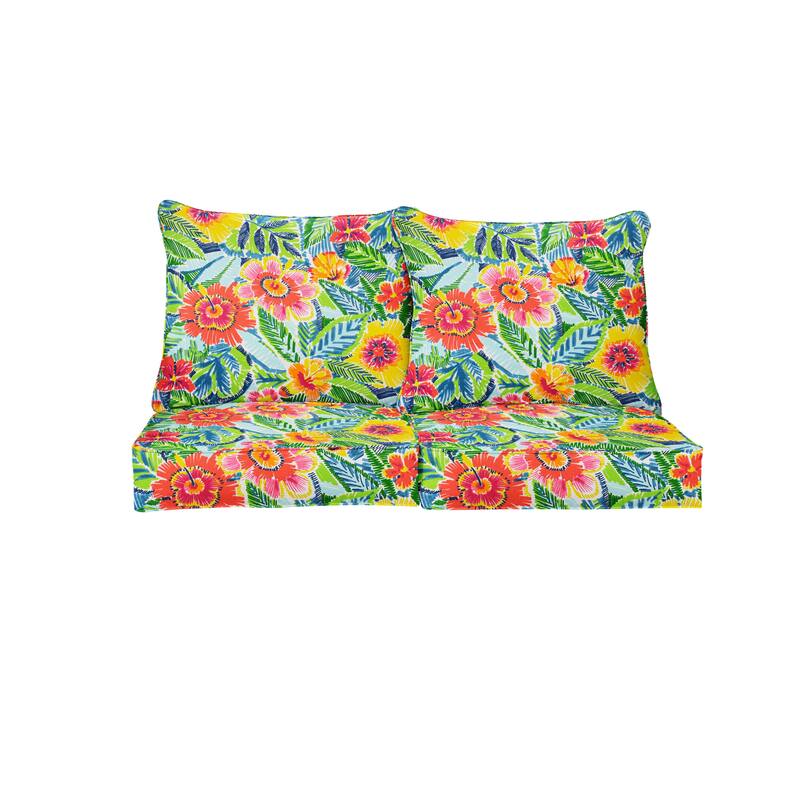 Sorra Home Pensacola Multi Outdoor/Indoor Deep Seating Loveseat Pillow and Cushion Set 22.5in x 22.5in x 5in