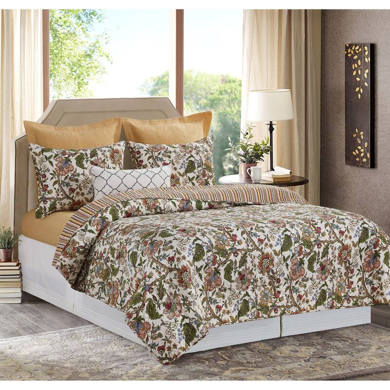 Amara Quilt Set Cotton Reversible Machine Washable Lightweight Bedspread Coverlet