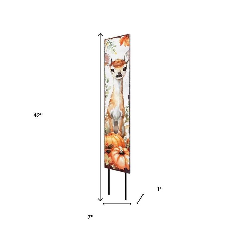 HomeRoots 42" White And Brown Solid Wood Deer Garden Stake