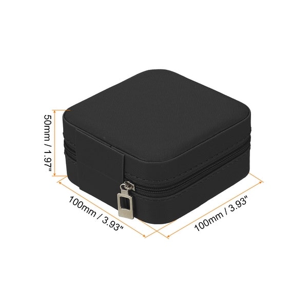 dimension image slide 5 of 7, Travel Jewelry Case Jewelry Organizer Box with Mirror Square Style 1