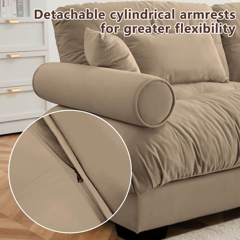 166" Modular U-shaped Sectional Sofa Cloud Couch with Movable Ottomans