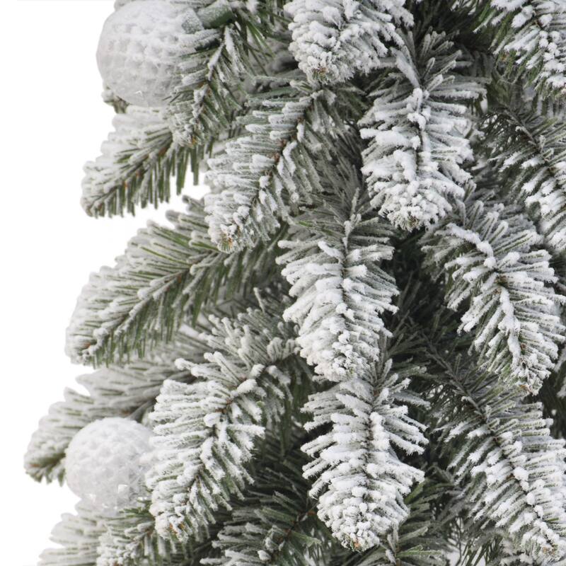 Puleo International Pre-Lit 4' Potted Flocked Alpine Artificial Christmas Tree