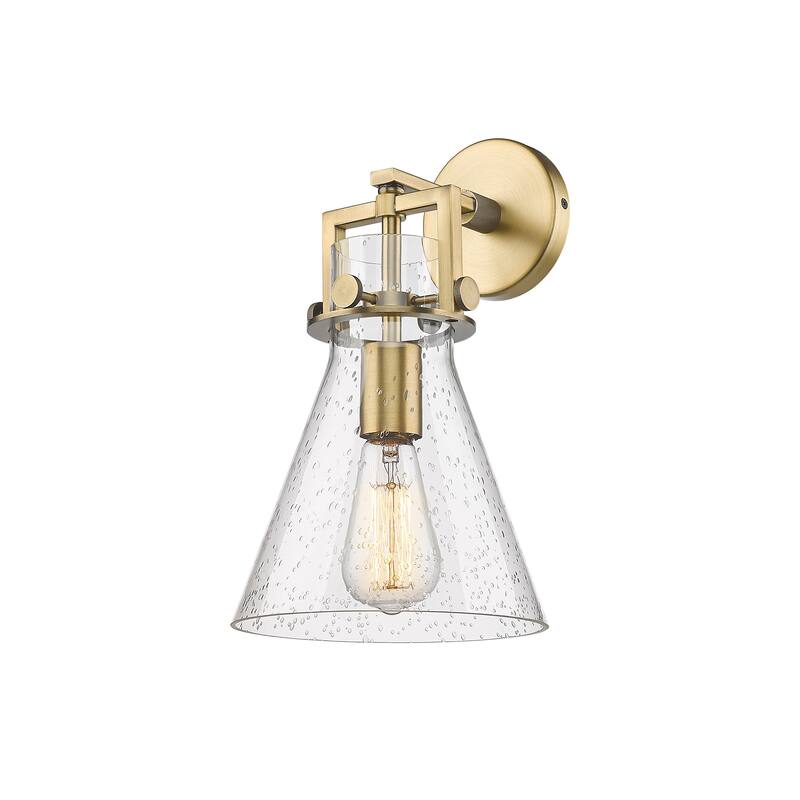 Innovations Lighting Newton Cone - 1 Light 8" Wall-Mounted Sconce - Brushed Brass/Seedy