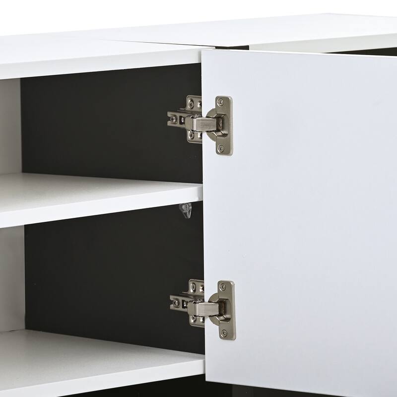 TV Console Table for TVs Up to 80", Modern TV Cabinet with High Gloss UV Surface