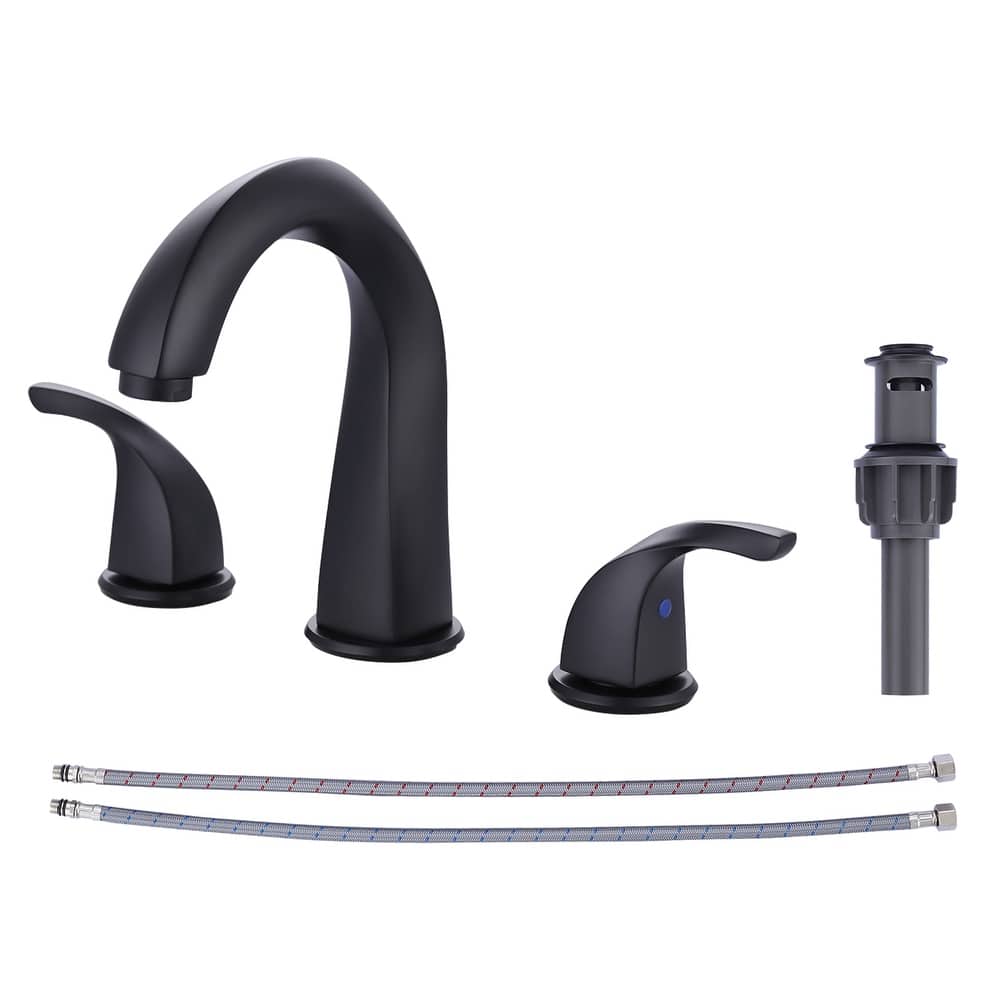 WOWOW Gooseneck 8 in. Widespread Double Handle Bathroom Faucet