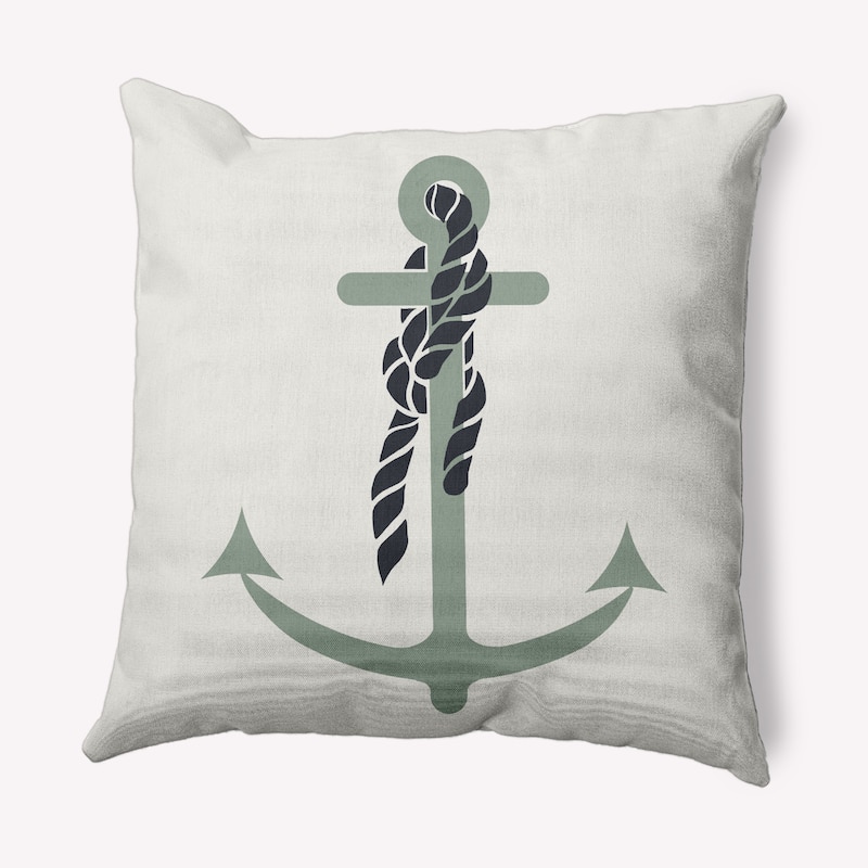 Anchor and Rope Nautical Decorative Indoor Pillow - Sage - 16" x 16"
