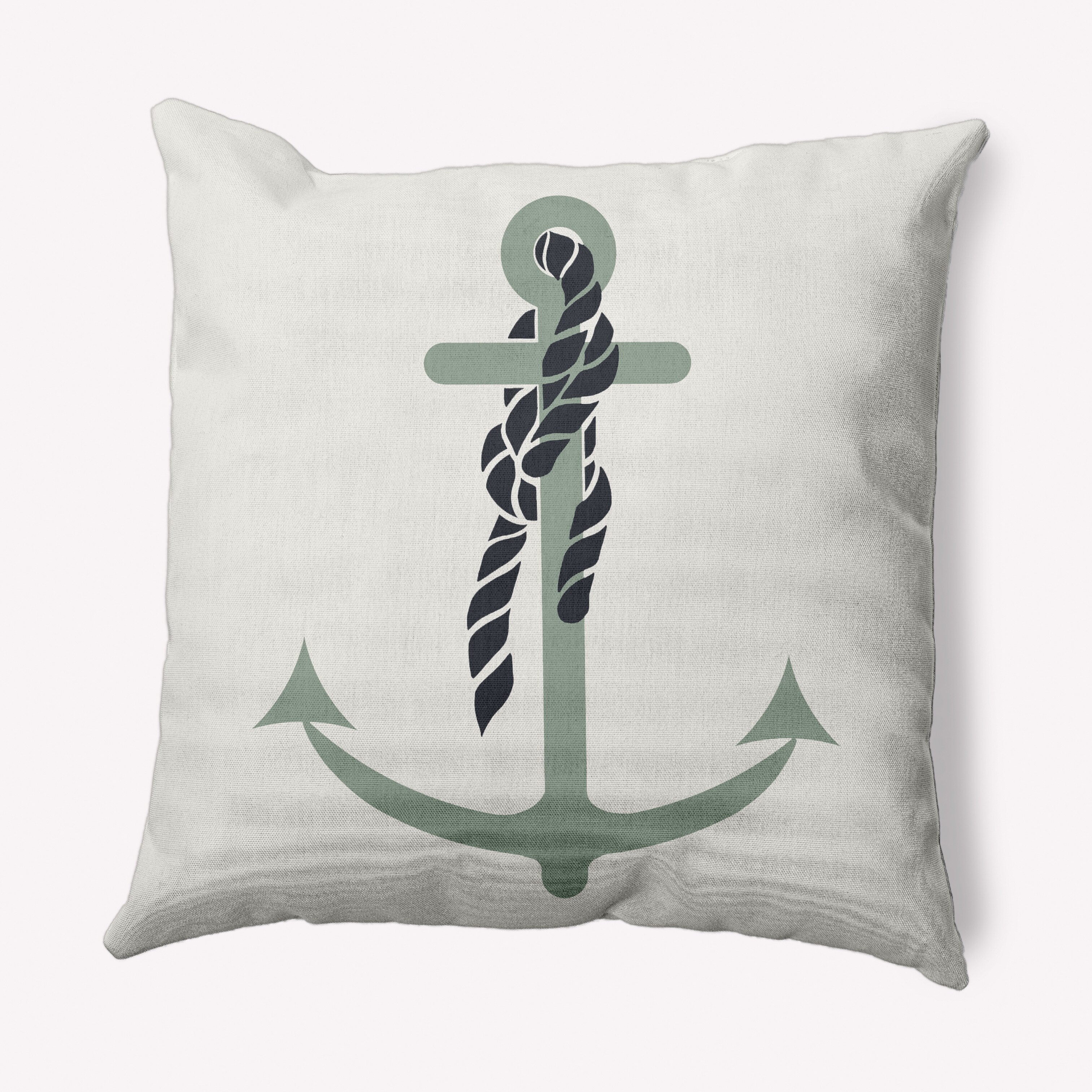 Anchor and Rope Nautical Indoor Outdoor Throw Pillow Bed Bath