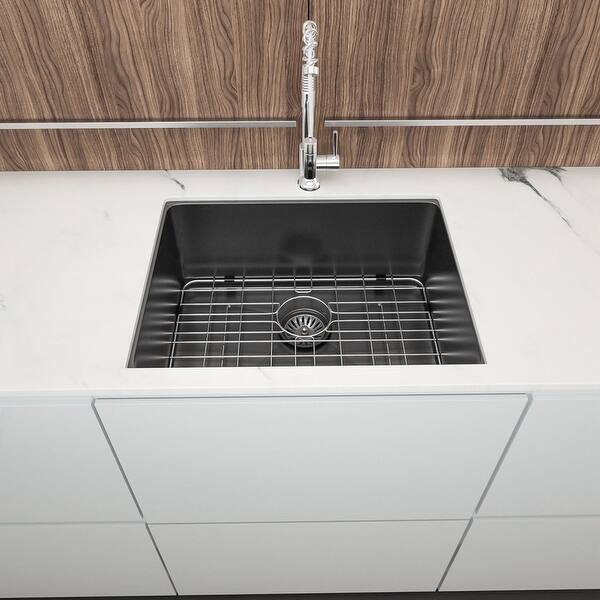 23 inch Gunmetal Black Single Bowl Bar Prep Sink 16 Gauge ...