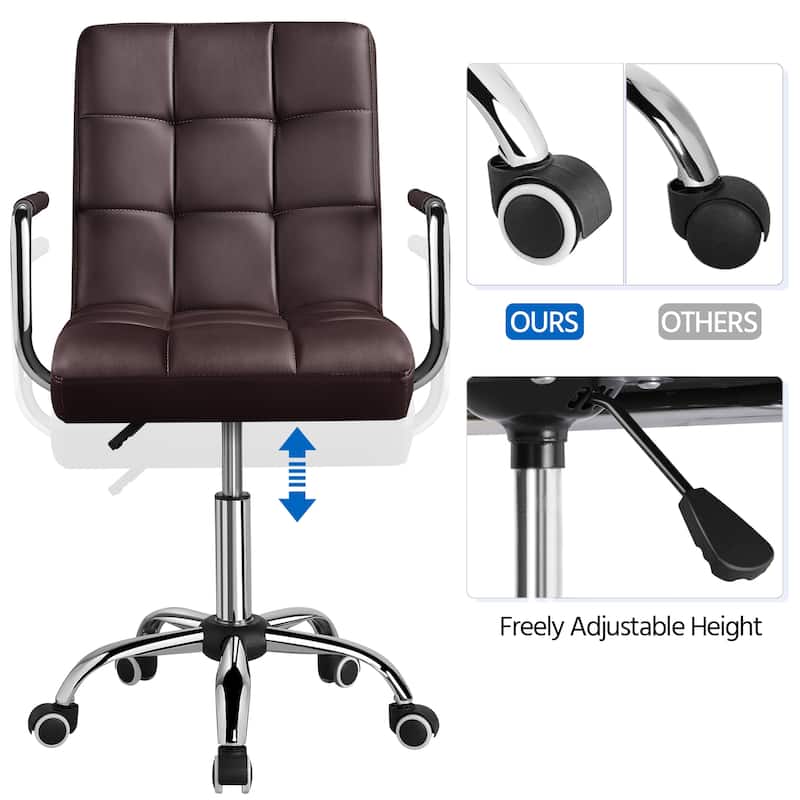 Yaheetech Adjustable Faux Leather Swivel Office Chair with Wheels