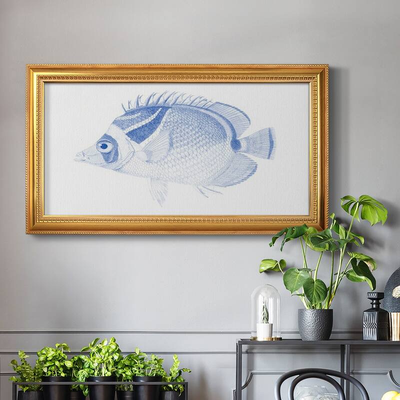 Blue & White Tropical Fish IV Premium Framed Canvas- Ready to Hang