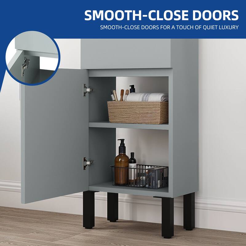 Moasis 37"/24"/16" Wide Bathroom Vanity with Top Mount Sink and Soft Close Door Modern Gray Design